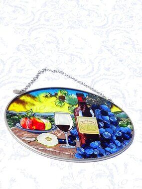 Amia Oval Wine Scene Suncatcher